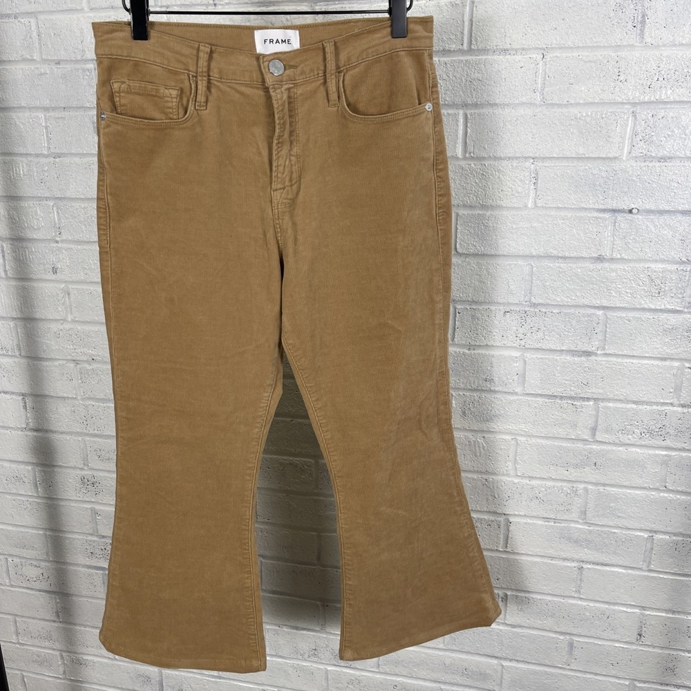 Frame Le Crop Flare Corduroy Pants Womens Size 29 Brown Boho 70's Retro